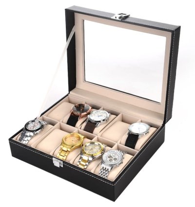 صندوق منظم للساعات والمجوهرات 10 خانات