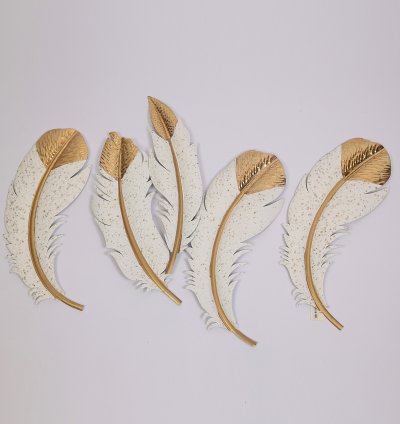 قطع ديكورية معدنية على شكل ريش طقم 3 قطع