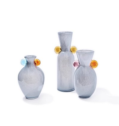 Grey glass vase set of 3