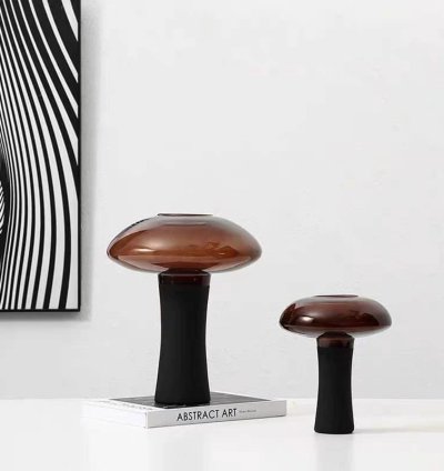 Ombre Mushroom Glass Vase Set of 2