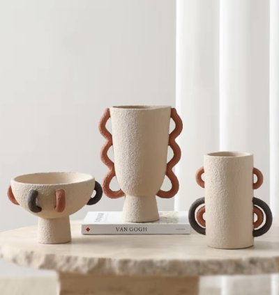 Modern Vase with Wavy Handles  set of 3