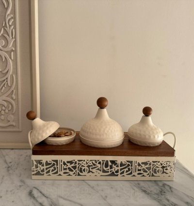 Metal Dates & Nuts serving set