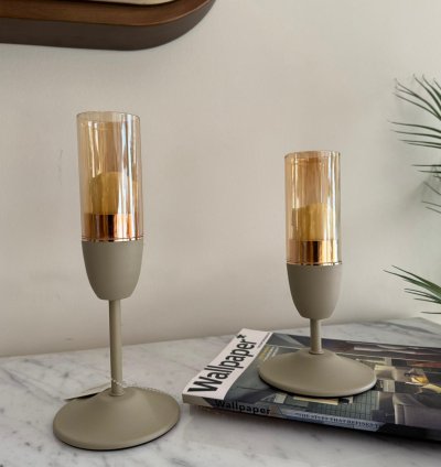 Glass Candle Holders Set