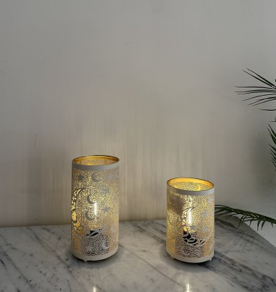 lantern with intricate Arabic patterns