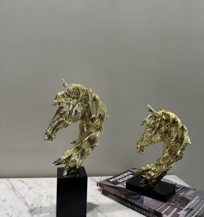 Golden Horse Head Sculpture