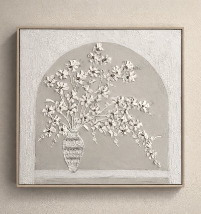 لوحة زهور بارزة بقوس فني