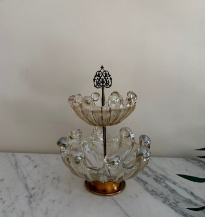 Double Tier Glass Serving Stand