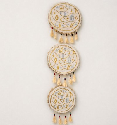 Embroidered Round Ramadan Wall Decor set of 3
