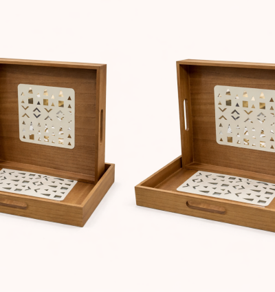 Rectangular Wooden Tray Set of 2