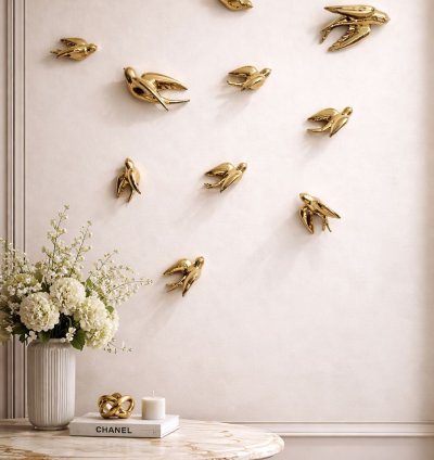 طيور ديكور حائط ذهبية