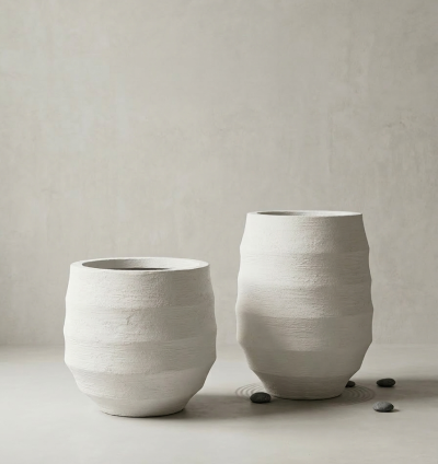 Modern Rock-Shape Fiberglass Planter