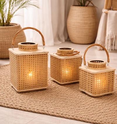 طقم فوانيس راتان 3 قطع