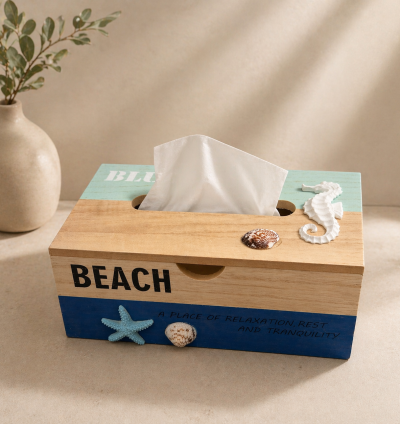 علبة مناديل خشبية Beach