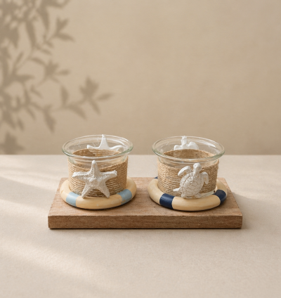 Glass Candle Holder Set