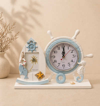 Nautical Clock & Photo Frame Set
