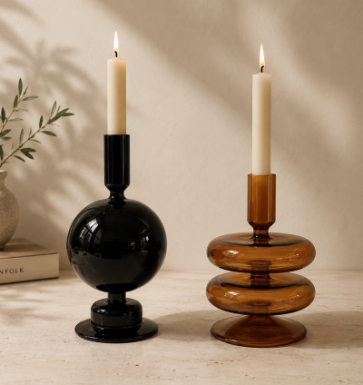 Glass Candle Holder Set