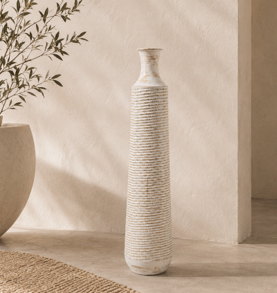 Tall Decorative Vase in Ivory Tone