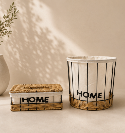 Home Storage Basket & Tissue Box Set