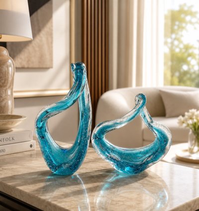 Blue Glass Decorative Sculpture set