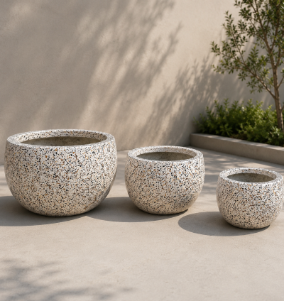Terrazzo Orbit Fiberglass Planter