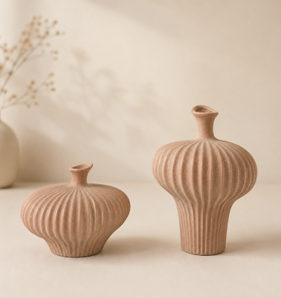 Set Ribbed Vase